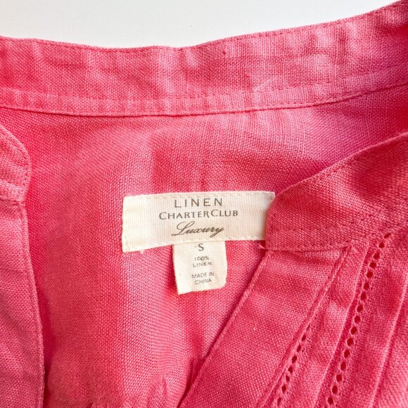 Charter Club Linen Luxury Pink Salmon Small Top Blouse - Picture 3 of 8